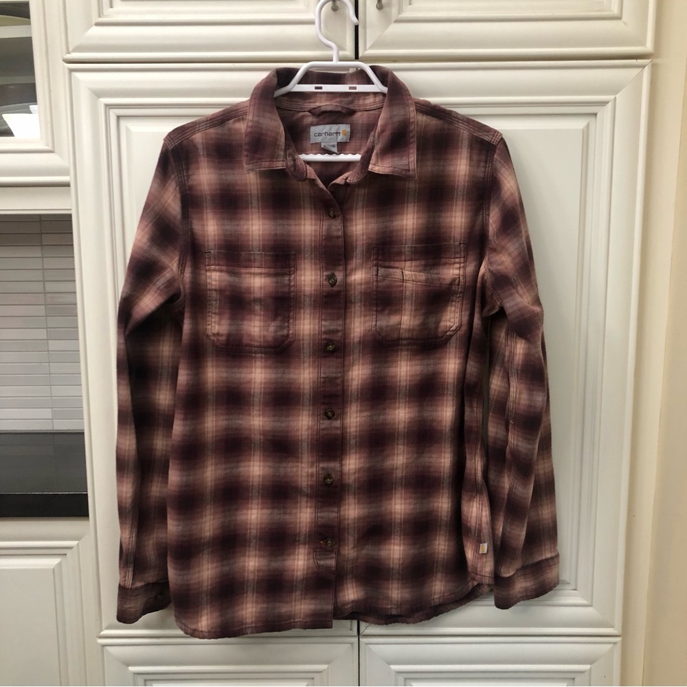 Carhartt women’s plaid button up shirt